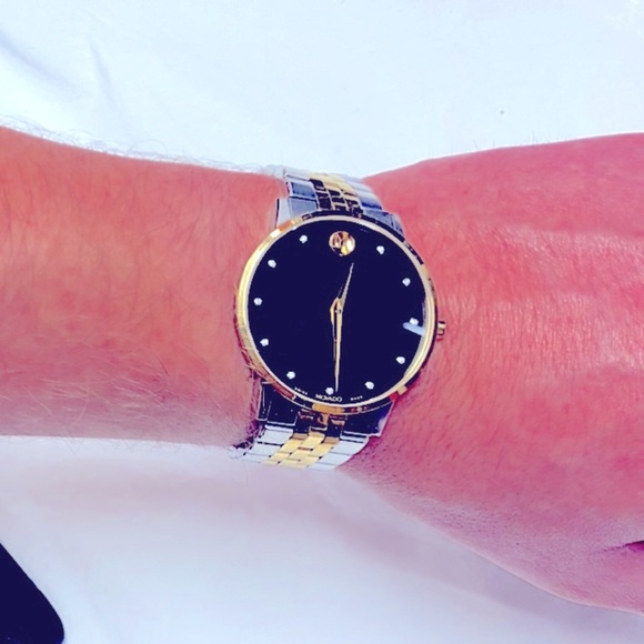Movado Museum Classic 40 mm yellow gold PVD finished SS case with diamonds